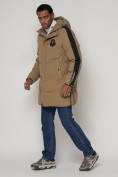 Купить Спортивная молодежная куртка удлиненная мужская бежевого цвета 90008B, фото 3
