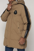 Купить Спортивная молодежная куртка удлиненная мужская бежевого цвета 90008B, фото 9