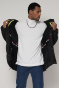 Купить Спортивная молодежная куртка удлиненная мужская черного цвета 90008Ch, фото 14