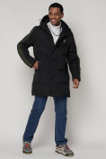 Купить Спортивная молодежная куртка удлиненная мужская черного цвета 90008Ch, фото 2