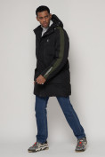 Купить Спортивная молодежная куртка удлиненная мужская черного цвета 90008Ch, фото 3
