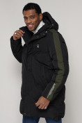 Купить Спортивная молодежная куртка удлиненная мужская черного цвета 90008Ch, фото 7