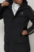 Купить Спортивная молодежная куртка удлиненная мужская черного цвета 90008Ch, фото 9