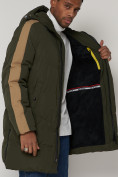 Купить Спортивная молодежная куртка удлиненная мужская цвета хаки 90008Kh, фото 12