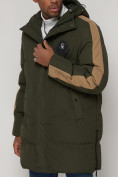 Купить Спортивная молодежная куртка удлиненная мужская цвета хаки 90008Kh, фото 14