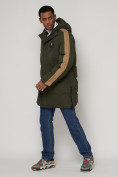 Купить Спортивная молодежная куртка удлиненная мужская цвета хаки 90008Kh, фото 3