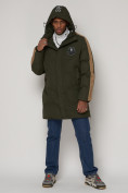 Купить Спортивная молодежная куртка удлиненная мужская цвета хаки 90008Kh, фото 5