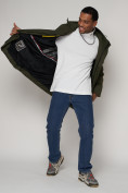 Купить Спортивная молодежная куртка удлиненная мужская цвета хаки 90008Kh, фото 6