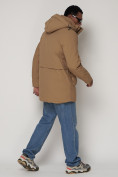 Купить Парка спортивная зимняя мужская с капюшоном   бежевого цвета 90015B, фото 4