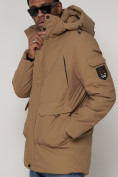 Купить Парка спортивная зимняя мужская с капюшоном   бежевого цвета 90015B, фото 8