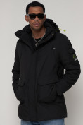 Купить Парка спортивная зимняя мужская с капюшоном   черного цвета 90015Ch, фото 10