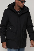 Купить Парка спортивная зимняя мужская с капюшоном   черного цвета 90015Ch, фото 11