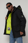 Купить Парка спортивная зимняя мужская с капюшоном   черного цвета 90015Ch, фото 15
