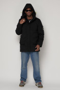Купить Парка спортивная зимняя мужская с капюшоном   черного цвета 90015Ch, фото 6