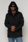Купить Парка спортивная зимняя мужская с капюшоном   черного цвета 90015Ch, фото 7