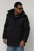 Купить Парка спортивная зимняя мужская с капюшоном   черного цвета 90015Ch, фото 8