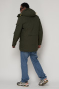 Купить Парка спортивная зимняя мужская с капюшоном   цвета хаки 90015Kh, фото 4