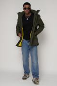 Купить Парка спортивная зимняя мужская с капюшоном   цвета хаки 90015Kh, фото 6