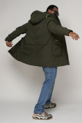 Купить Парка спортивная зимняя мужская с капюшоном   цвета хаки 90015Kh, фото 7
