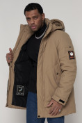 Купить Спортивная молодежная куртка удлиненная мужская бежевого цвета 90016B, фото 10