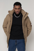 Купить Спортивная молодежная куртка удлиненная мужская бежевого цвета 90016B, фото 11