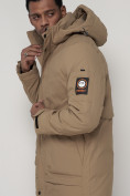 Купить Спортивная молодежная куртка удлиненная мужская бежевого цвета 90016B, фото 13