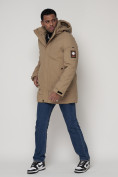 Купить Спортивная молодежная куртка удлиненная мужская бежевого цвета 90016B, фото 2