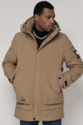Купить Спортивная молодежная куртка удлиненная мужская бежевого цвета 90016B, фото 7