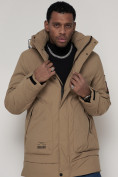 Купить Спортивная молодежная куртка удлиненная мужская бежевого цвета 90016B, фото 9