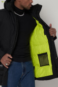 Купить Спортивная молодежная куртка удлиненная мужская черного цвета 90016Ch, фото 12