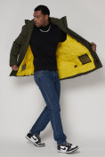 Купить Спортивная молодежная куртка удлиненная мужская цвета хаки 90016Kh, фото 12