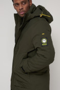 Купить Спортивная молодежная куртка удлиненная мужская цвета хаки 90016Kh, фото 9