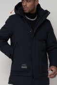 Купить Спортивная молодежная куртка удлиненная мужская темно-синего цвета 90016TS, фото 11