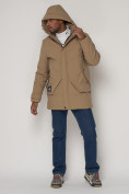 Купить Спортивная молодежная куртка удлиненная мужская бежевого цвета 90017B, фото 6