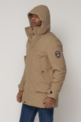 Купить Спортивная молодежная куртка удлиненная мужская бежевого цвета 90017B, фото 7