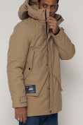 Купить Спортивная молодежная куртка удлиненная мужская бежевого цвета 90017B, фото 12