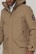 Купить Спортивная молодежная куртка удлиненная мужская бежевого цвета 90017B, фото 13