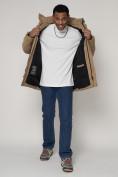 Купить Спортивная молодежная куртка удлиненная мужская бежевого цвета 90017B, фото 15
