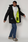 Купить Спортивная молодежная куртка удлиненная мужская черного цвета 90017Ch, фото 12