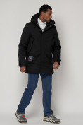 Купить Спортивная молодежная куртка удлиненная мужская черного цвета 90017Ch, фото 2