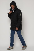 Купить Спортивная молодежная куртка удлиненная мужская черного цвета 90017Ch, фото 4