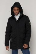Купить Спортивная молодежная куртка удлиненная мужская черного цвета 90017Ch, фото 5