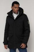 Купить Спортивная молодежная куртка удлиненная мужская черного цвета 90017Ch, фото 8