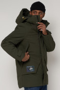 Купить Спортивная молодежная куртка удлиненная мужская цвета хаки 90017Kh, фото 12