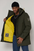 Купить Спортивная молодежная куртка удлиненная мужская цвета хаки 90017Kh, фото 14