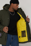 Купить Спортивная молодежная куртка удлиненная мужская цвета хаки 90017Kh, фото 15