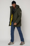 Купить Спортивная молодежная куртка удлиненная мужская цвета хаки 90017Kh, фото 2