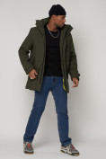 Купить Спортивная молодежная куртка удлиненная мужская цвета хаки 90017Kh, фото 3