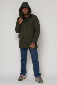 Купить Спортивная молодежная куртка удлиненная мужская цвета хаки 90017Kh, фото 8