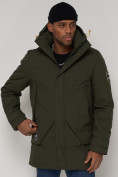 Купить Спортивная молодежная куртка удлиненная мужская цвета хаки 90017Kh, фото 9